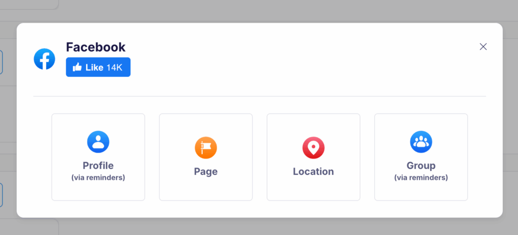publer facebook profile publishing via reminders